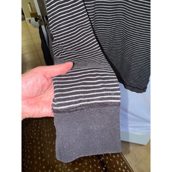 American Eagle Outfitters Vintage Y2K Striped Long Sleeve Hooded Henley Y2K XL - Picture 7 of 8